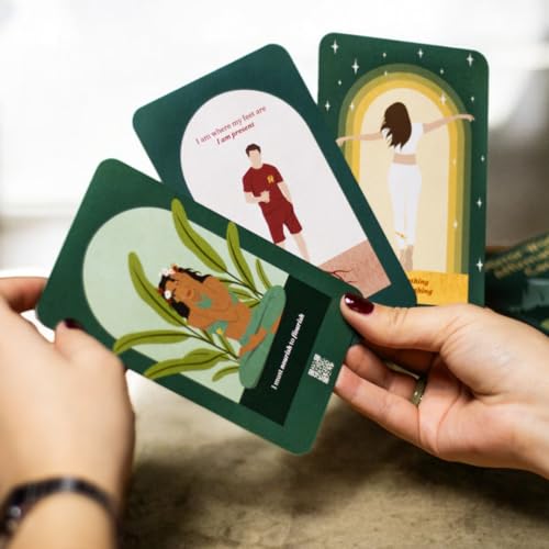 Mirror Affirmation Cards - 55 Mindfulness Cards with Mirror | Discover Your Five Power Sources: Genius, Beloved, Guardian, Warrior, and Royal. Inspirational Quotes Affirmation Cards for Motivation, Meditation, and Self-Care