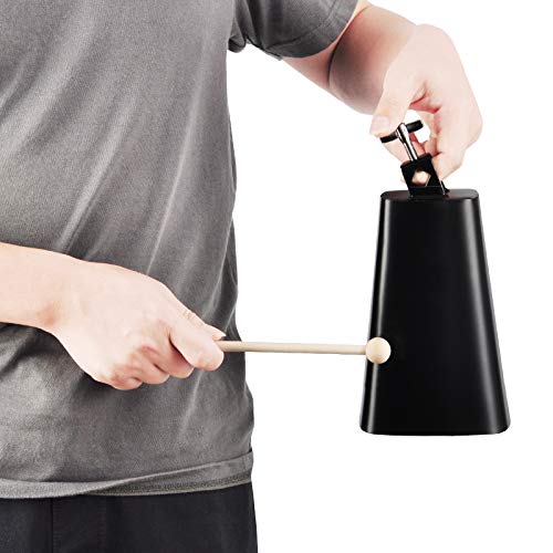 Eastrock 8 inch Metal Steel Cow Bells Noise Makers Hand Percussion Cowbell with Stick for Drum Set - size: 8''