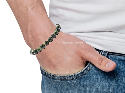 Amazing Gemstone Crystal Bracelet for Women Men's Gifts - Protection Healing Crystal Bracelet - 8mm Gemstone Beaded Stretchable Bracelet Pulseras Para Hombres Mujer Stocking Stuffers Mothers Day Gift (Chrome Diopside) - color: Chrome Diopside