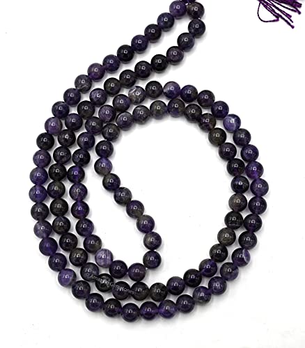 Amazing Gemstone Japa Mala 108 Prayer Beads Necklace and Wrist Mala Bracelet for Meditation - color: Amethyst, size: Without Knots