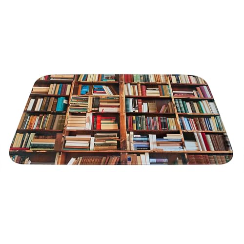 Books Printed Flannel Non - Slip Floor Mat 16x24in - Soft Plush Microfiber Rug for Every Indoor Space - color: Books