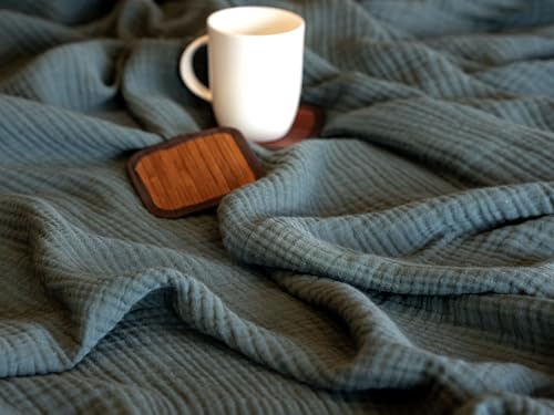 4-Layer Muslin Cotton King Bed Blanket (108 x 90 inches) – Ultra Soft, Breathable & Lightweight All-Season Gauze Blanket, Cozy Comfort, Machine Washable – Teal - color: Teal, size: King (108 x 90 inches)