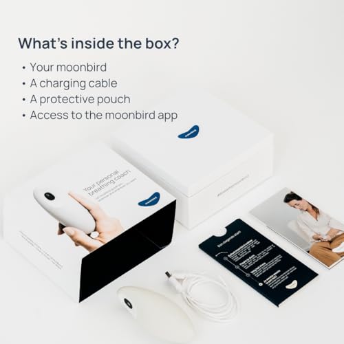 Moonbird Breathing Tool for Relaxation & Sleep Support – Guided Breathwork for Calm, Meditation & Stress Support – Portable & Rechargeable – Soft White