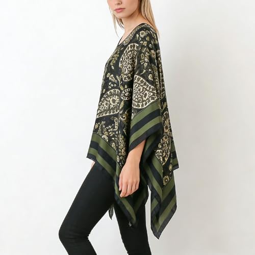 Women's Satin Cover Up Short Poncho Tops Sheer Chiffon Boho Pashmina Shawl Beach Soft Shawl - color: Style17