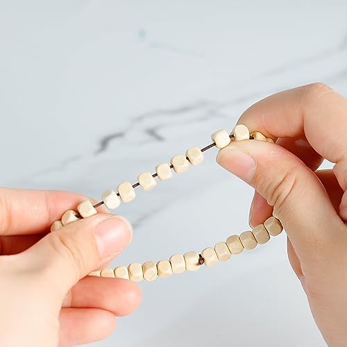 3 Pcs 5mm Wood Beads Bracelet for Men Women Elastic Stretch Mala Prayer Meditation Wristband