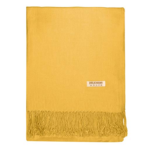 Falari Women's Soft Solid Color Pashmina Shawl Wrap Scarf, for Wedding, Bridesmaid Gifts, Evening Dress - color: Gold