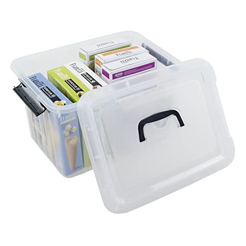 12 Quart Plastic Storage Latch Box with Handle, Plastic Bin with Lid, 6 Pack