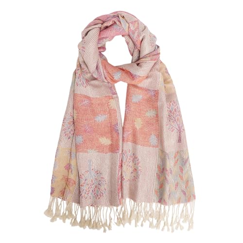 Paisley Pashmina Rave Shawl Scarf-Women's Reversible Ethnic Jacquard Pashmina Wraps for Travel - color: E#. Colorful Boho