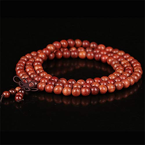 Caiyao Unisex 108 Natural Wood 6mm Beads Bracelet Mala Prayer Beads Necklace Buddhist Rosary Meditation Yoga Stretch Bracelet Elastic Natural Ebony Sandalwood Tibetan Beads Bracelet Jewelry - color: Rosewood