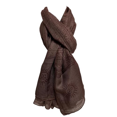 Indian Ganesh Om Meditation Yoga Altar Cloth Prayer Shawl Scarf (Dark Brown)