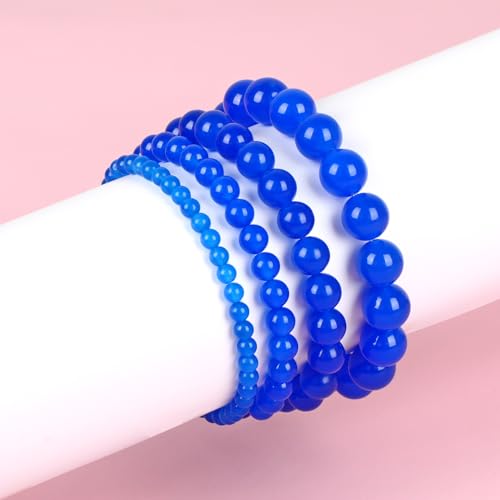 QOGIR Handmade Healing Bracelet,6mm Natural Gem Stone Bracelet rope bracelet - color: Blue Jade(Transformation and Protection), size: 6mm
