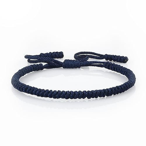 COLORFUL BLING Hand-Knitted Lucky String Bracelet Adjustable Tibetan Buddhist Prayer Yoga Mala Bracelets Kabbalah Protection Couple Jewelry - color: dark blue