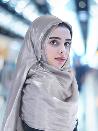 Geyoga Women's Scarf Shawls and Wraps for Evening Dress Fashion Scarf for Wedding Bridesmaid Ramadan Gifts - color: Silver Gray