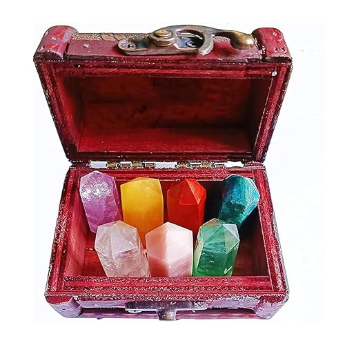 Sets of 7/8/10 Pcs Healing Crystal Stone Wands,Hexagona,Single Pointed,Chakra 6 Faceted Column Prism,Reiki Gemstones,Energy Balance,Meditation Natural Gem Kits Home Decor (7pc B Set) - color: 7pc B Set