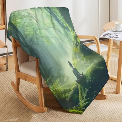 Woman Meditation Jungle Green Ultra Soft Flannel Fleece Bed Blankets Lightweight Cozy Throw Blanket Room Decor for Couch Chair Bedroom Adults Bedding Cozy Blanket Outdoor Travel Blankets 50"x6 - size: 60L" x 50W"