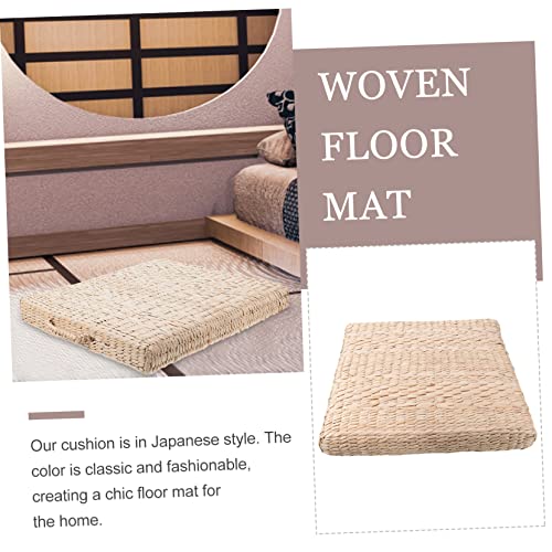 Happyyami 1pc Handwoven Square Straw Mat Cushion for Meditation Yoga and Home Use Diameter Thick Japanese Style Woven Floor Pad for Living Room and Office