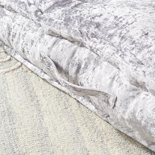 SAFAVIEH Home Collection Belia Silver 18-inch Square Tufted Floor Pillow with Insert - color: Silver, size: 18 x 18-Inch