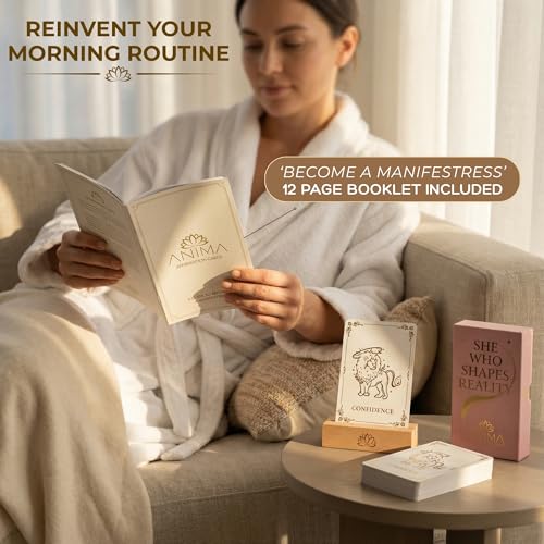Anima Daily Affirmation Cards – 40 Spiritual Mindfulness Cards for Inner Healing, Self-Love & Manifestation – Elegant Deck for Women with Gift Box & Guide – Uplifting Positive Quotes for Daily Use