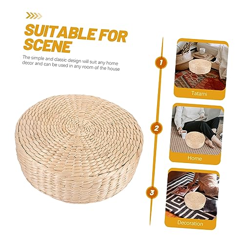 Natural Straw Woven Meditation Cushion Simple Style Floor Mat for Yoga and Relaxation Comfortable Seating Pad for Home and Zen Practices Height