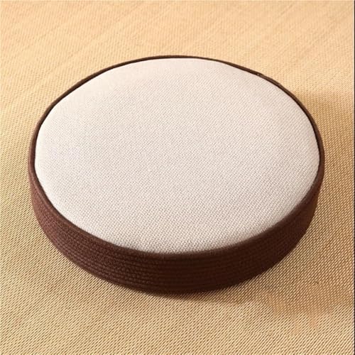 Meditation Floor Cushion, Seat Cushion Straw Futon Cushion Household Circular Breathable Linen Yoga Pillow Cotton Thread Woven 10cm Thick Meditation Pillow(Beige)