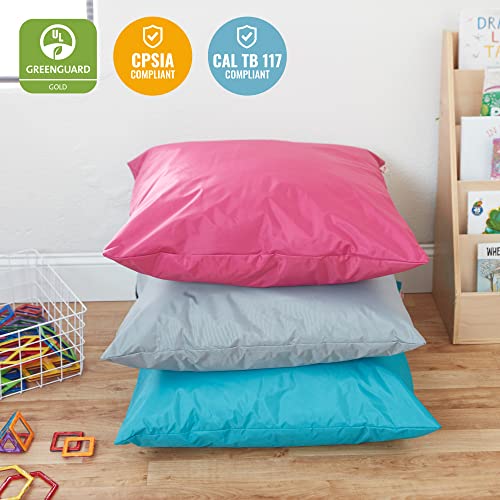 ECR4Kids Jumbo Indoor/Outdoor Kids Floor Pillow Cushion, 27in x 27in, Classroom Essentials, Raspberry - color: Raspberry