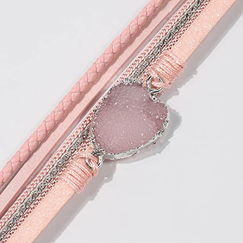 Artilady Leather Wrap Bracelets for Women - Pearl Bracelets Handmade Clasp Bangle Bracelet with Beads Jewelry Gift for Women and Mother - style: Pink