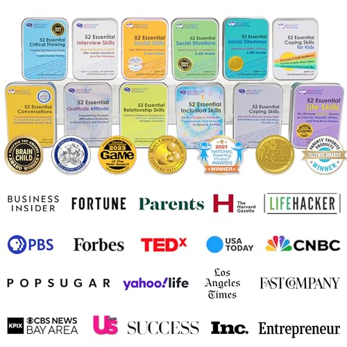 Mind Brain Emotion 52 Essential Coping Skills Cards - Self Care Exercises for Stress and Social Anxiety Relief - Resilience, Emotional Agility, Confidence Therapy Games for Teens, Adults