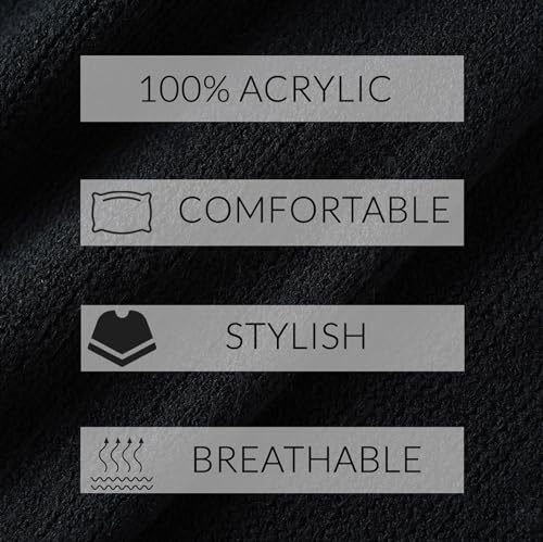 Ferand Shawl Wraps for Women, Cozy Lightweight Poncho Cape with Pockets, Warm for Fall Winter Travel - color: Black