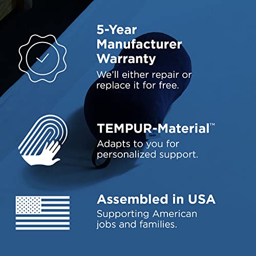 Tempur-Pedic All-Purpose Memory Foam Travel Pillow, Peanut-Shaped Lumbar Pillow for Neck and Back Pressure Relief, Navy
