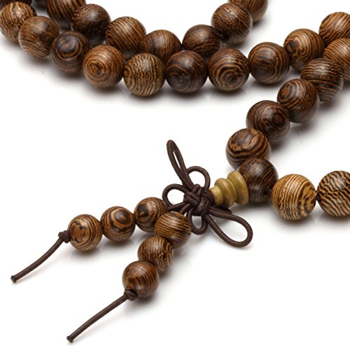 MILAKOO 108 Wood Beads Bracelet/Necklace Mala Prayer Buddha Meditation Link Wrist Bracelet… - style: 8mm