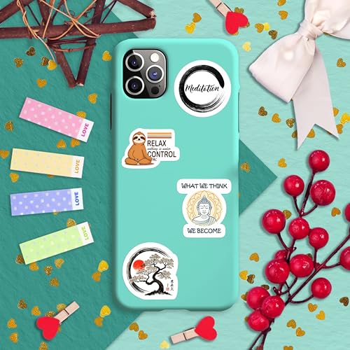 100Pcs Meditation Stickers for Water Bottle and Laptop - Gift for Meditation Lovers - Zen, Chakra Stickers - Gift for Women & Men