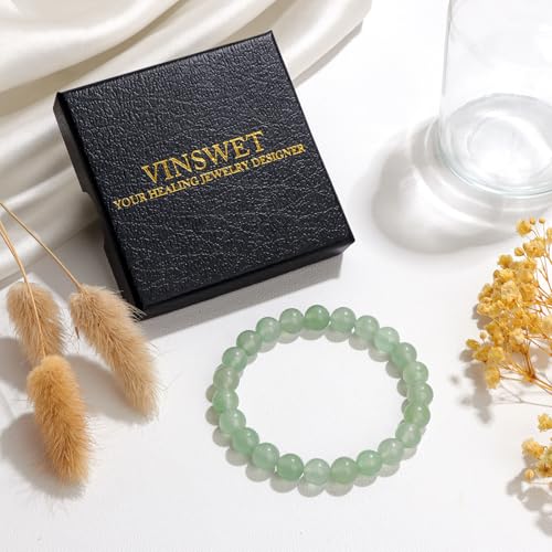 Vinswet 4mm 6mm 8mm Healing Crystal Bracelets for Women Men Natural Stone Beaded Stretch Bracelet Handmade Gemstone Reiki Spiritual Jewelry Gifts - color: Green Aventurine, size: 8mm