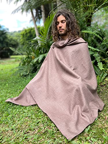 AKALIKO Meditation Prayer Shawl Pure Yak Wool Handwoven Blanket Cosy Chestnut Brown Cashmere Minimalist Simple Tibetan Lahsa Zen