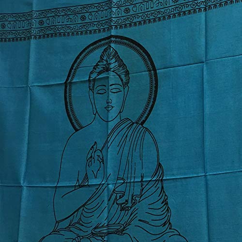 Buddha Indian Cotton Yoga Meditation Prayer Altar Cloth (40" x 40") (Turquoise) - color: Turquoise
