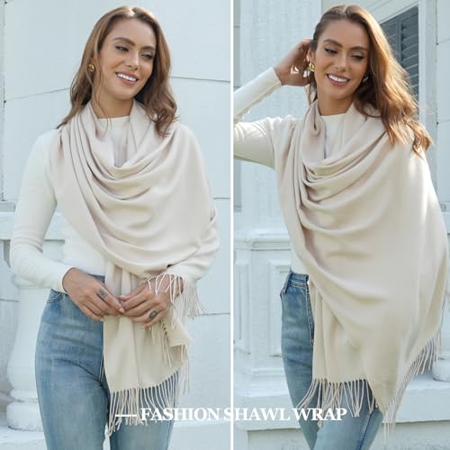 Pashmina Scarf and Shawl - Soft Women Pashminas Wrap for Wedding Evening Party dresses - color: Beige