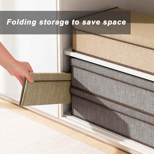 Linen Storage Box with Lid – 13-Compartment Multi-Section Organizer for Clothes, Socks, and Home Use (Yellow) - color: Yellow