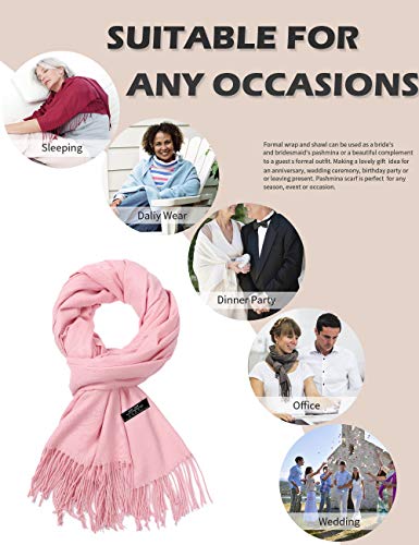 Pashmina Shawl Women Winter Scarf Warm Wedding Wraps Ladies Scarves for Evening Dresses - color: Pink