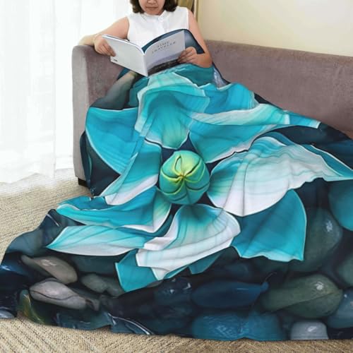 Zen Blanket Anti Pilling Throw Blue Lotus Flower Bloom in Water Fleece Flannel Lightweight Cozy Bedspread Living Room Women Adults and Kids Bed Sofa 60"X50" - color: Zen3