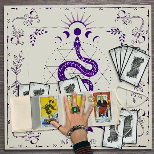 Knana Tarot Altar Cloth Silk Mat for Reading - Witchcraft Accessories with Tarot Card Bag (Purple Snake) - color: Purple Snake