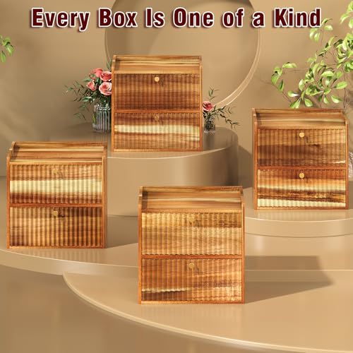 Trironsun Acacia Bread Box for Kitchen Countertop Wood Bread Storage Container Bin Double Layer BreadBox Farmhouse Large Capacity Food Organizer (Acacia Wood) - color: Acacia Wood