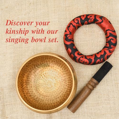 Tibetan Singing Bowl Set-Authentic Cuencos Tibetanos for Sound Healing, Meditation & Chakra Balancing - Includes Cushion, Mallet-Unique Spiritual Gifts for Women and Men (6.3 Inch Bowl) - size: 6.3 Inch Bowl