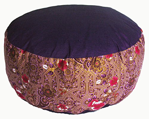 Meditation Cushion Zafu Pillow - Buckwheat and Kapok Fill - Indochine Purple - color: Indochine Purple