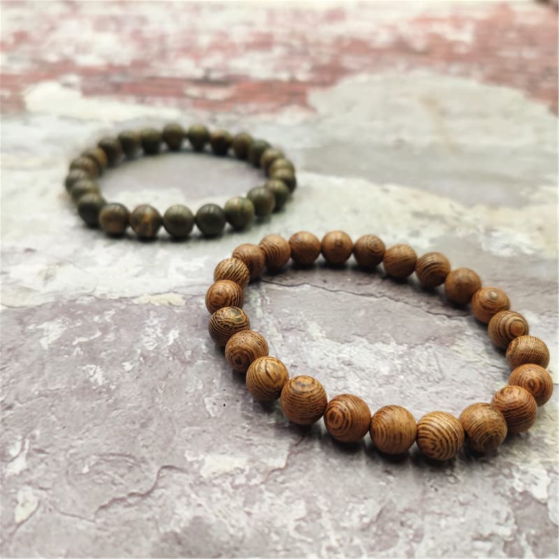 COLORFUL BLING Handmade Wooden Prayer Beaded Bracelet for Men Women Tibetan Buddhist Meditation Mala Beaded Stretch Bracelet Bangle Wood Jewelry - color: 6pcs