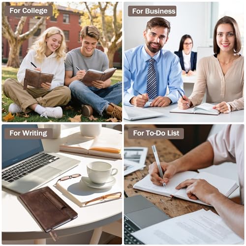 Lined Journal Notebook for Women Men, 256 Pages, Medium 5.7 in x 8.3 in - 100 GSM Thick Paper – Hardcover Leather Journals for Writing, Work, School, Note Taking, Diary Notepad, Dark Brown - color: Dark Brown