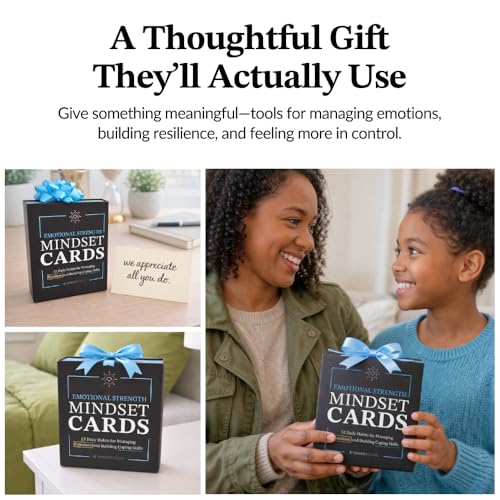 Emotional Strength Mindset Cards – 52 Daily Coping Skills & Emotional Regulation Habits – Stress & Feelings Management Cards for Kids, Teens & Adults – Gift for Parents, Teachers & Counselors
