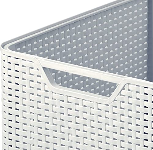 CURVER Style Rattan Effect Kitchen, Living room, Bathroom, Bedroom, Utility Large Rectangular Storage Basket 30 Litres - Grey - size: 30 Litre