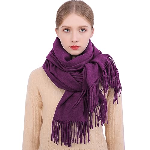 RIIQIICHY Winter Scarfs for Women Pashmina Shawls Wraps for Evening Dresses Large Warm Soft Scarves - color: Purple-1