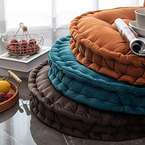 vctops Round Floor Pillow with Handle Solid Thick Chair Cushion Super Soft Comfy Seat Cushion Meditation Cushion for Yoga Living Room Sofa Balcony Outdoor (Coffee, Diameter 24") - color: Coffee