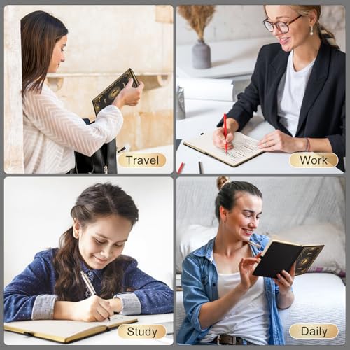 Dotted Journal for Women Men, 192 Pages A5 Notebook Journal, Hardcover Notebook with 100Gsm Thick Pages, Leather Note Book for Writing, Travel, Business, Office, Prayer 5.7 x 8.3,Black - color: Black, style: Dotted