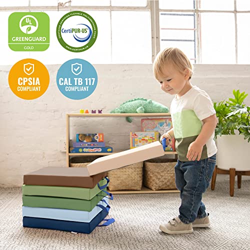 ECR4Kids SoftZone Floor Cushions, Square, Flexible Seating, Earthtone, 6-Piece - color: Earthtone